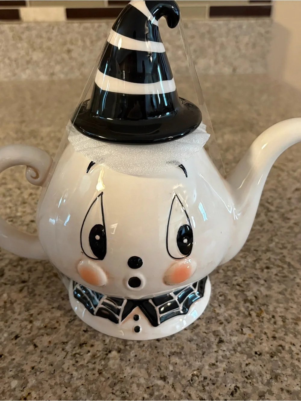 Johanna Parker White and Black Ceramic Ghost Teapot